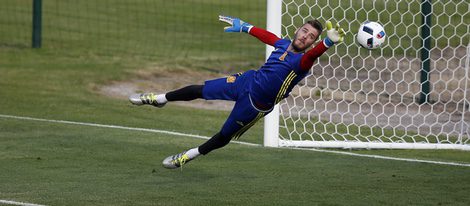 David de Gea en los entrenamientos de preparación de la Eurocopa 2016