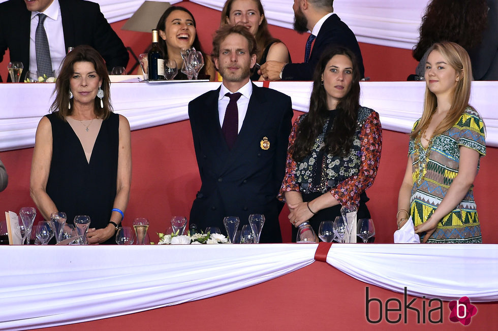 Carolina de Mónaco, Andrea Casiraghi, Tatiana Santo Domingo y Alexandra de Hannover en el concurso de saltos de Monte-Carlo 2016