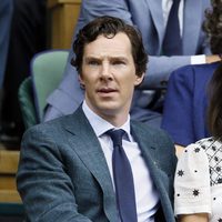 Benedict Cumberbatch y su mujer Sophie Hunter en la final de Wimbledon 2016