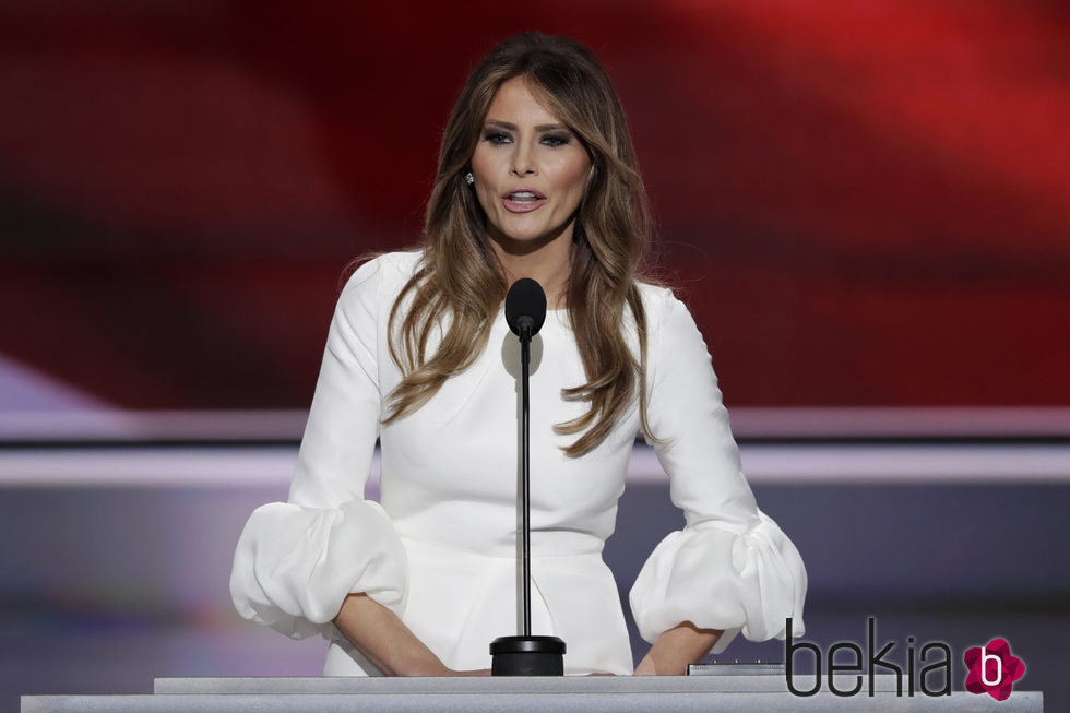 Melania Trump dando un discurso en Cleveland