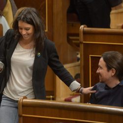 Irene Montero y Pablo Iglesias en el Congreso de los Diputados