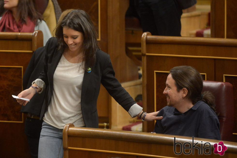 Irene Montero y Pablo Iglesias en el Congreso de los Diputados