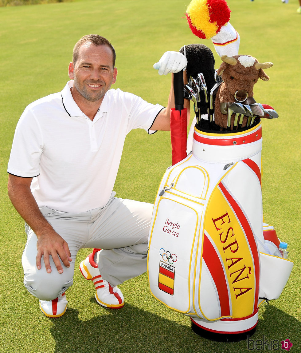 Sergio García con sus palos de golf en Río 2016