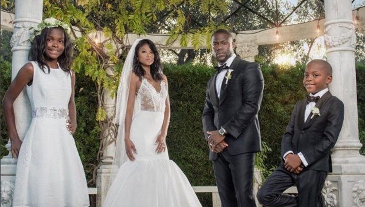 Boda de Kevin Hart con Eniko Parrish junto a los dos hijos del humorista