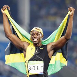 Usain Bolt tras ganar una nueva medalla olímpica de oro en Río 2016