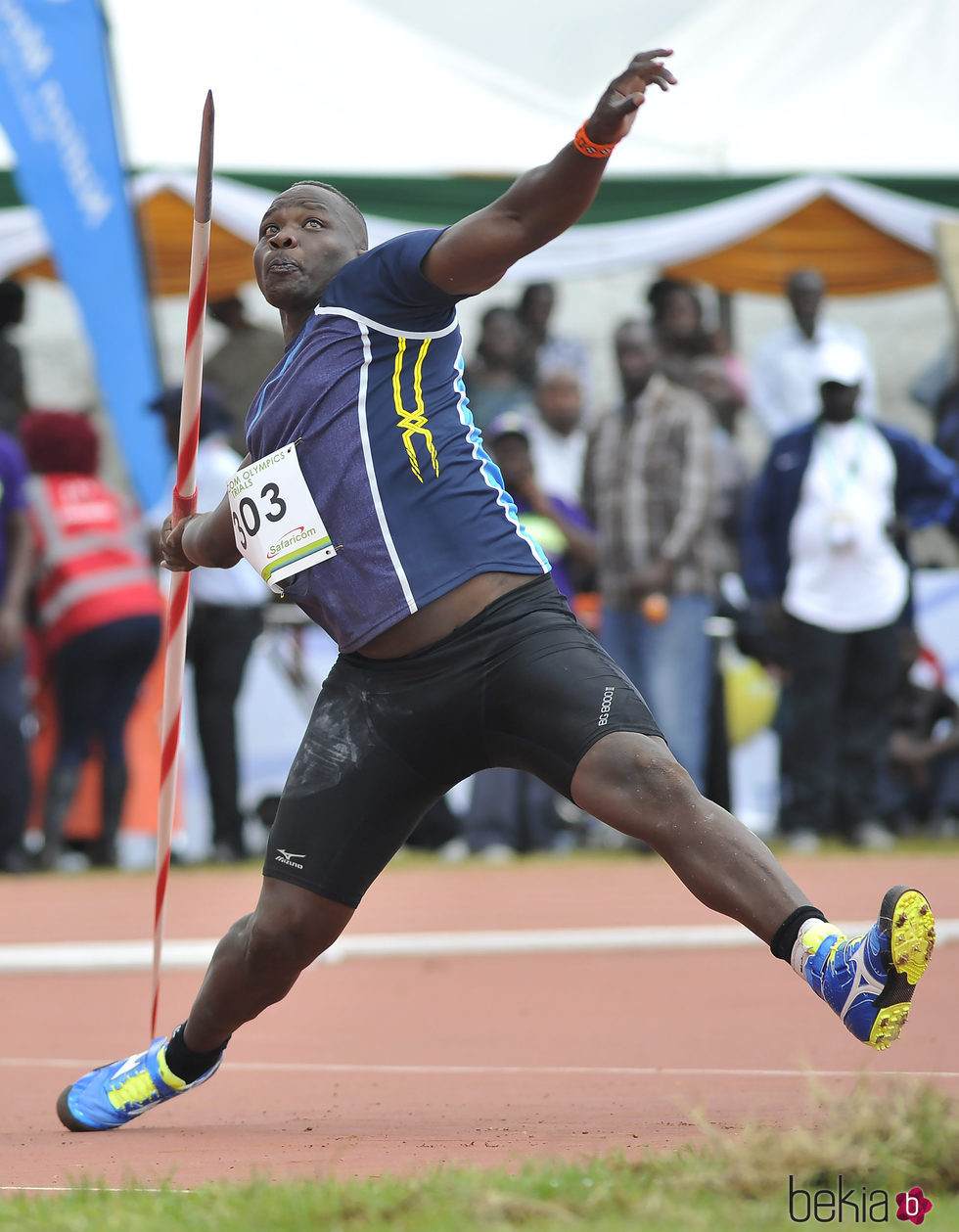 El keniano Julius Yego en uno de sus tiros de jabalina antes de Rio 2016