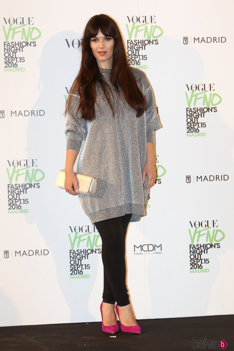 Sara Vega en el photocall de Vogue's Fashion Night Out 2016