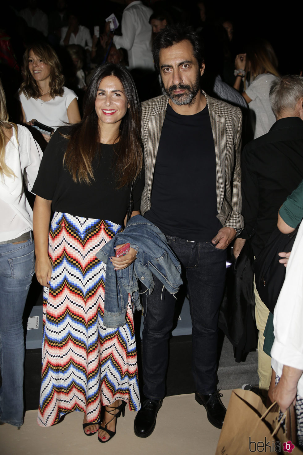 Nuria Roca y Juan Val en el desfile de Jorge Vázquez colección primavera/verano 2017 en la Madrid Fashion Week