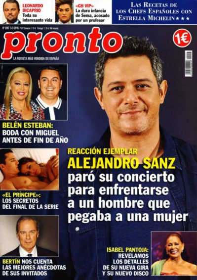 La reacción ejemplar de Alejandro Sanz en Pronto