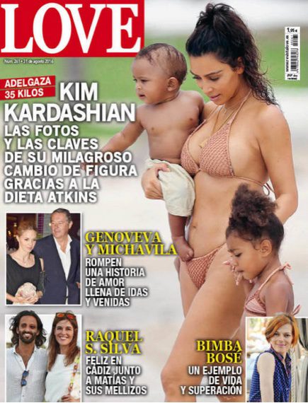 Kim Kardashian en la portada de Love: adelgaza 35 kilos