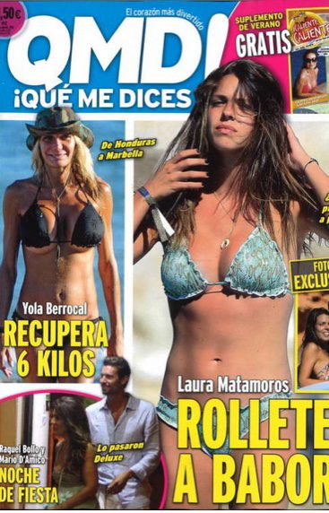 Laura Matamoros en la playa y con un chico en la portada de ¡Qué me dices!