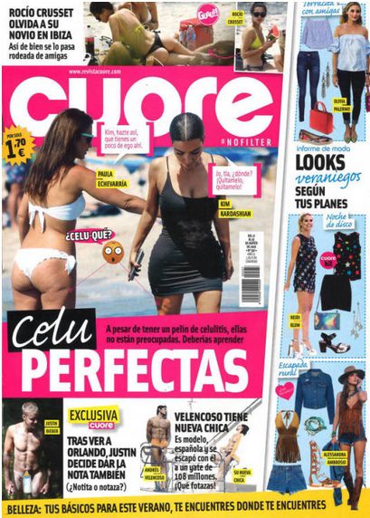 En la portada de Cuore, las famosas que lucen perfectas a pesar de la celulitis