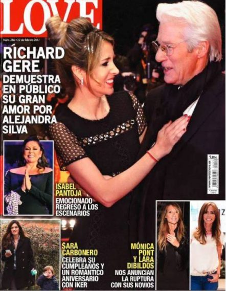 Richard Gere en la portada de Love mostrando su amor a Alejandra Silva