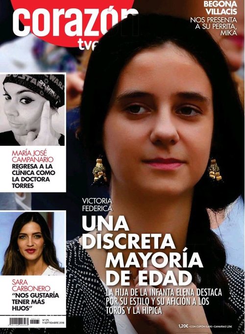 Victoria Federica llega a la mayoría de edad como la más discreta de la Familia Real en revista Corazón