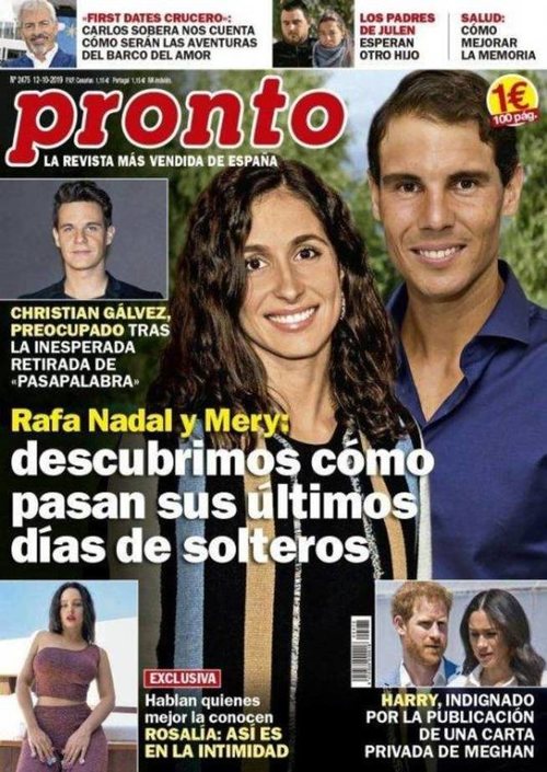 Pronto muestra cómo pasarán Rafa Nadal y Mery sus últimos días de solteros