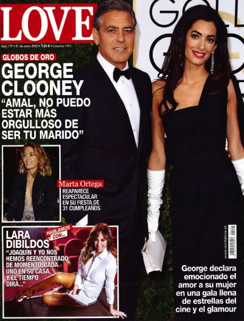 George Clooney y Amal Alamuddin pasean su amor por la revista Love